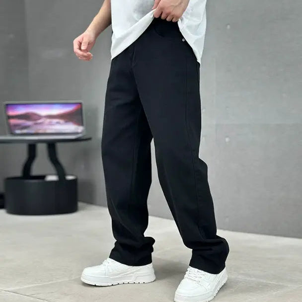 Pantalon Droit Léger Noir Homme