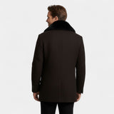 Manteau trench en laine homme col en fourrure