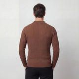 Polo rayé homme coton manches longues – style coréen minimal