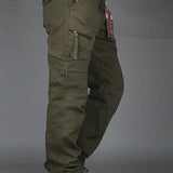 Pantalon cargo homme coupe large multi-poches en coton mélangé