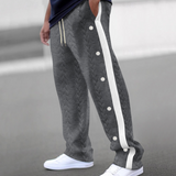 Pantalon Jogger à Boutons Latéraux Contrastés
