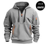 Sweat à Capuche Demi-Zip Multi-Poches