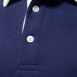 Polo Homme Manches Longues à Col Contrasté