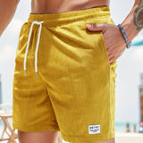 Short Texturé à Taille Élastique et Cordon Contrasté