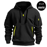 Sweat à Capuche Demi-Zip Multi-Poches