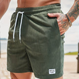 Short Texturé à Taille Élastique et Cordon Contrasté