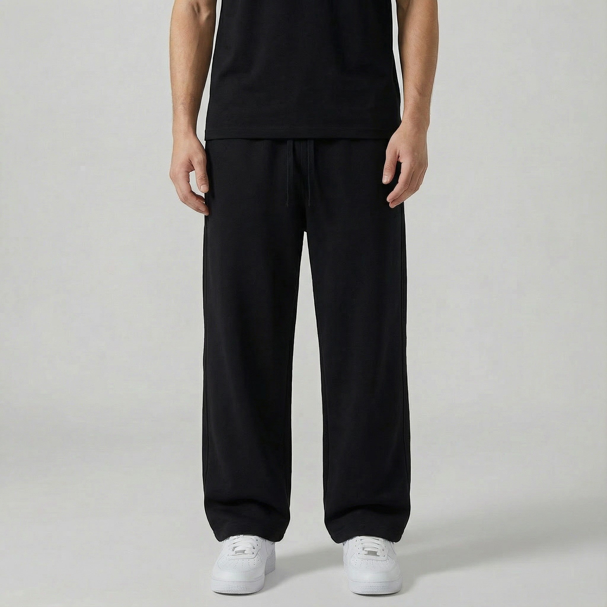 Pantalon homme en coton à jambe droite avec cordon