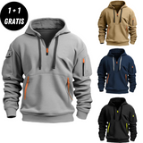 Sweat à Capuche Demi-Zip Multi-Poches