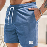 Short Texturé à Taille Élastique et Cordon Contrasté
