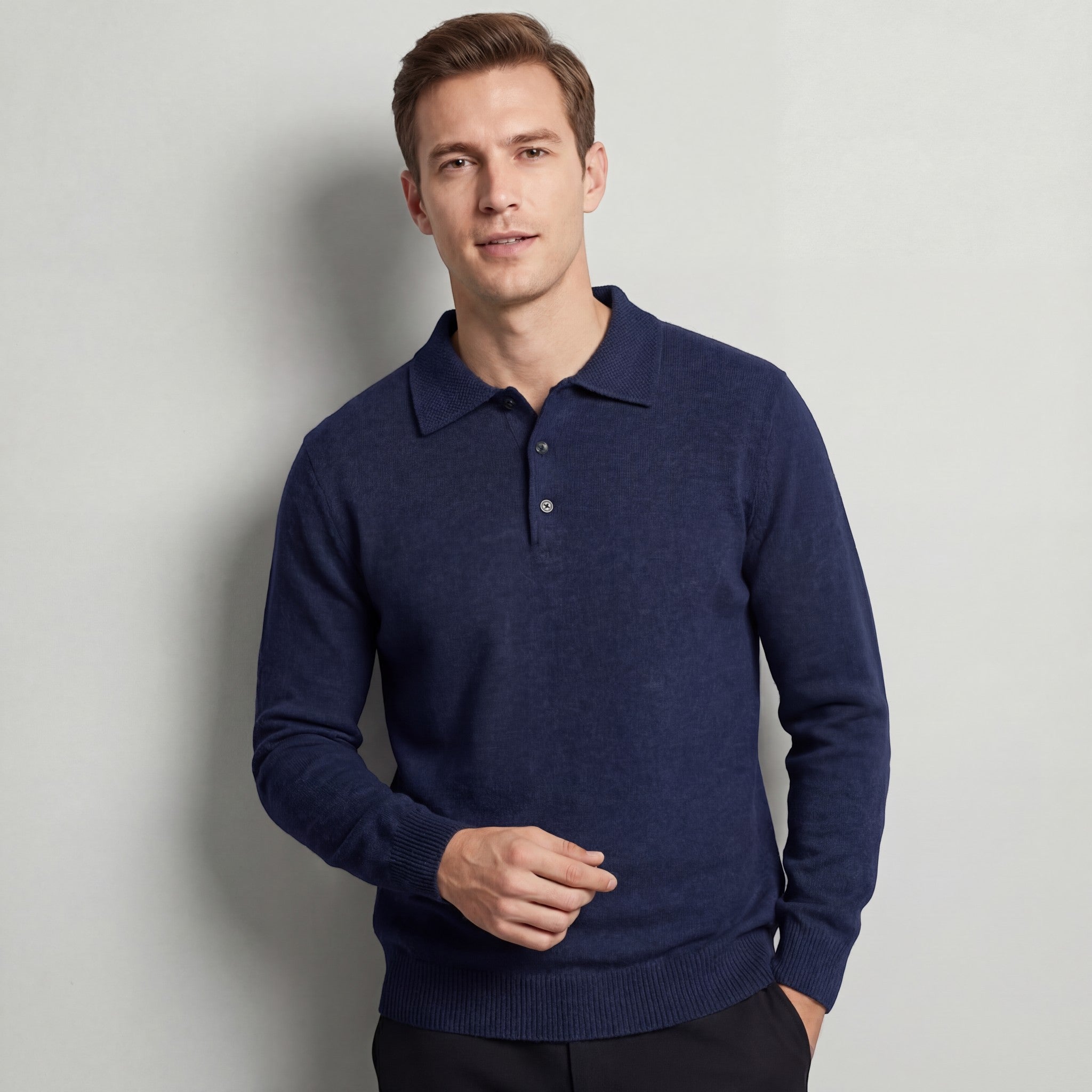 Pull polo en laine pour homme