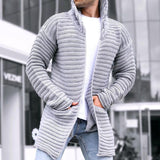 Cardigan Long Tricoté à Col Montant