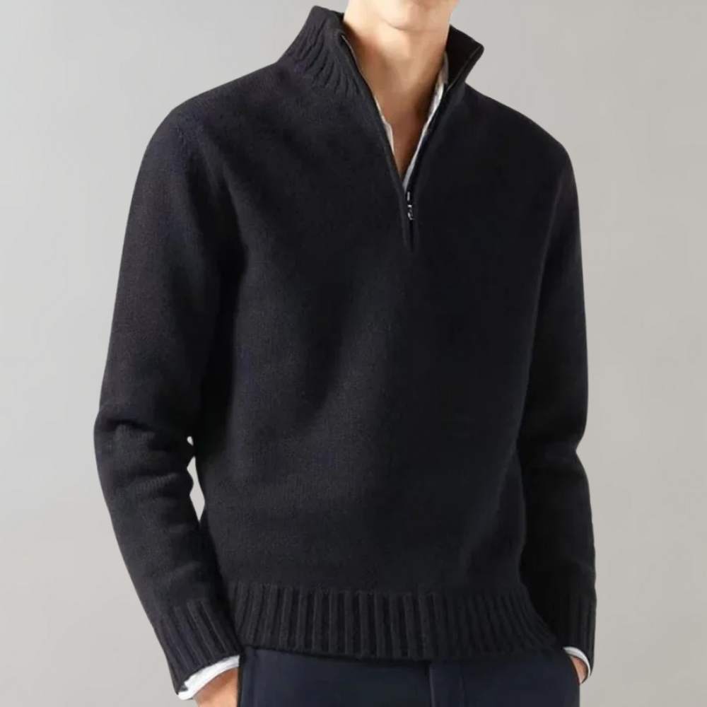 Pull Tricoté à Col Montant Zippé