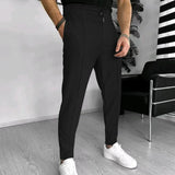 Pantalon Fuselé Texturé à Taille Élastique