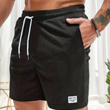 Short Texturé à Taille Élastique et Cordon Contrasté