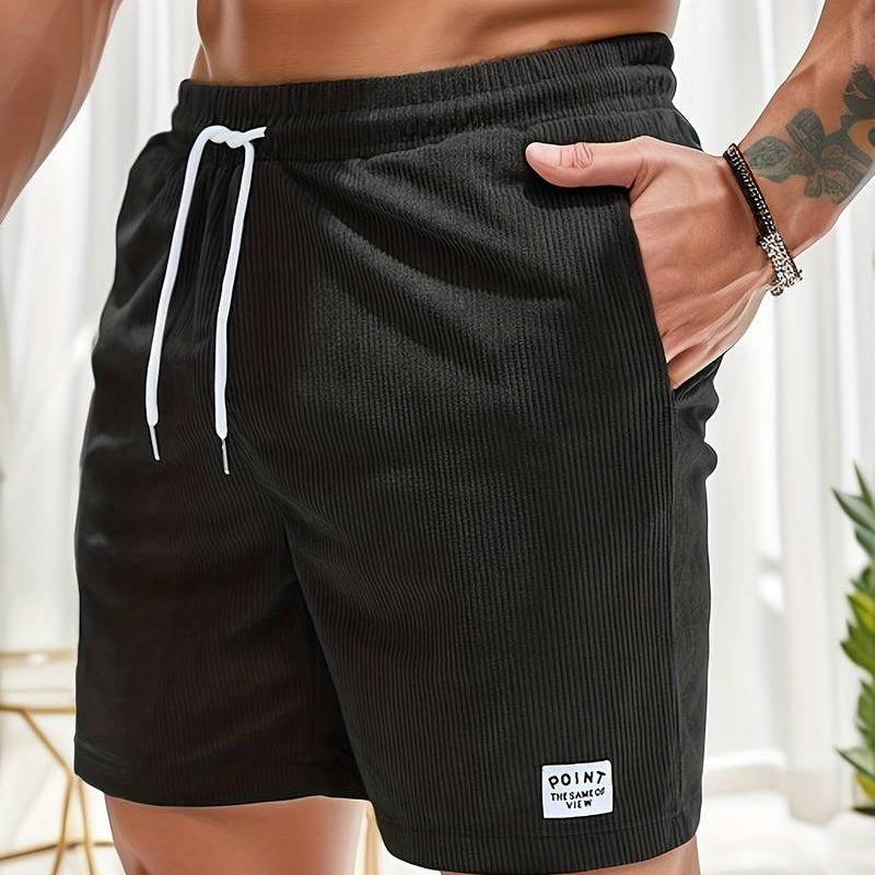 Short Texturé à Taille Élastique et Cordon Contrasté
