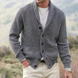 Gilet Tricoté à Boutons Col Châle
