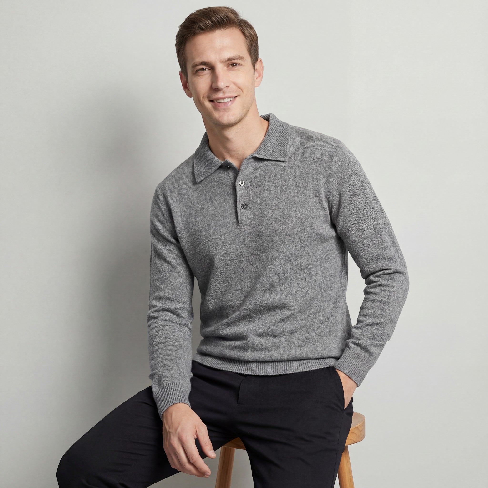 Pull polo en laine pour homme