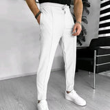 Pantalon Fuselé Texturé à Taille Élastique