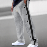 Pantalon Jogger à Boutons Latéraux Contrastés