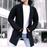 Cardigan Long Tricoté à Col Montant