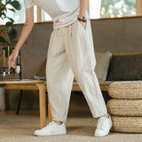 Pantalon Ample Plissé à Taille Élastique