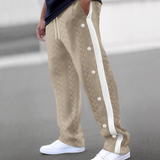 Pantalon Jogger à Boutons Latéraux Contrastés