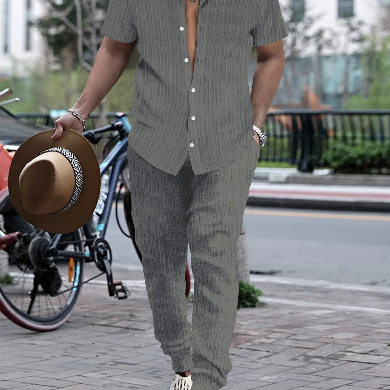 Ensemble Rayé Chemise et Pantalon