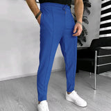 Pantalon Fuselé Texturé à Taille Élastique
