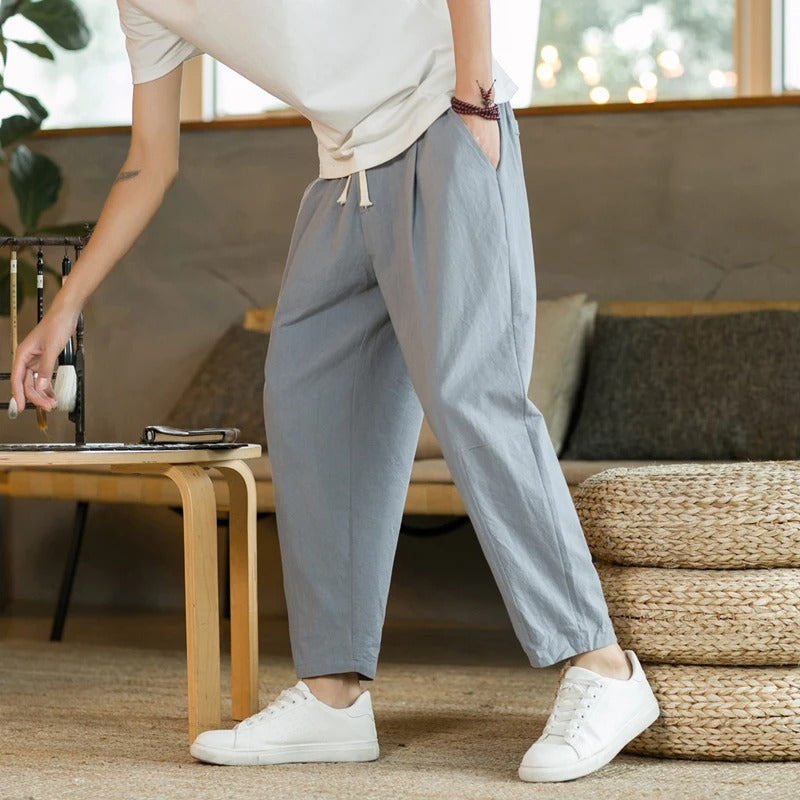 Pantalon Ample Plissé à Taille Élastique