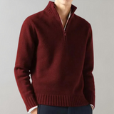 Pull Tricoté à Col Montant Zippé