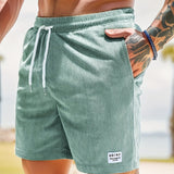 Short Texturé à Taille Élastique et Cordon Contrasté