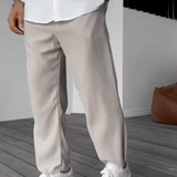 Pantalon Texturé à Rayures Verticales Coupe Ample