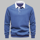 Polo Manches Longues à Col Contrasté