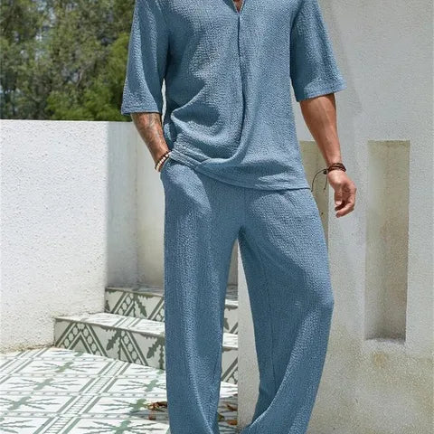 Ensemble Texturé Polo et Pantalon