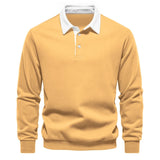 Polo Homme Manches Longues à Col Contrasté