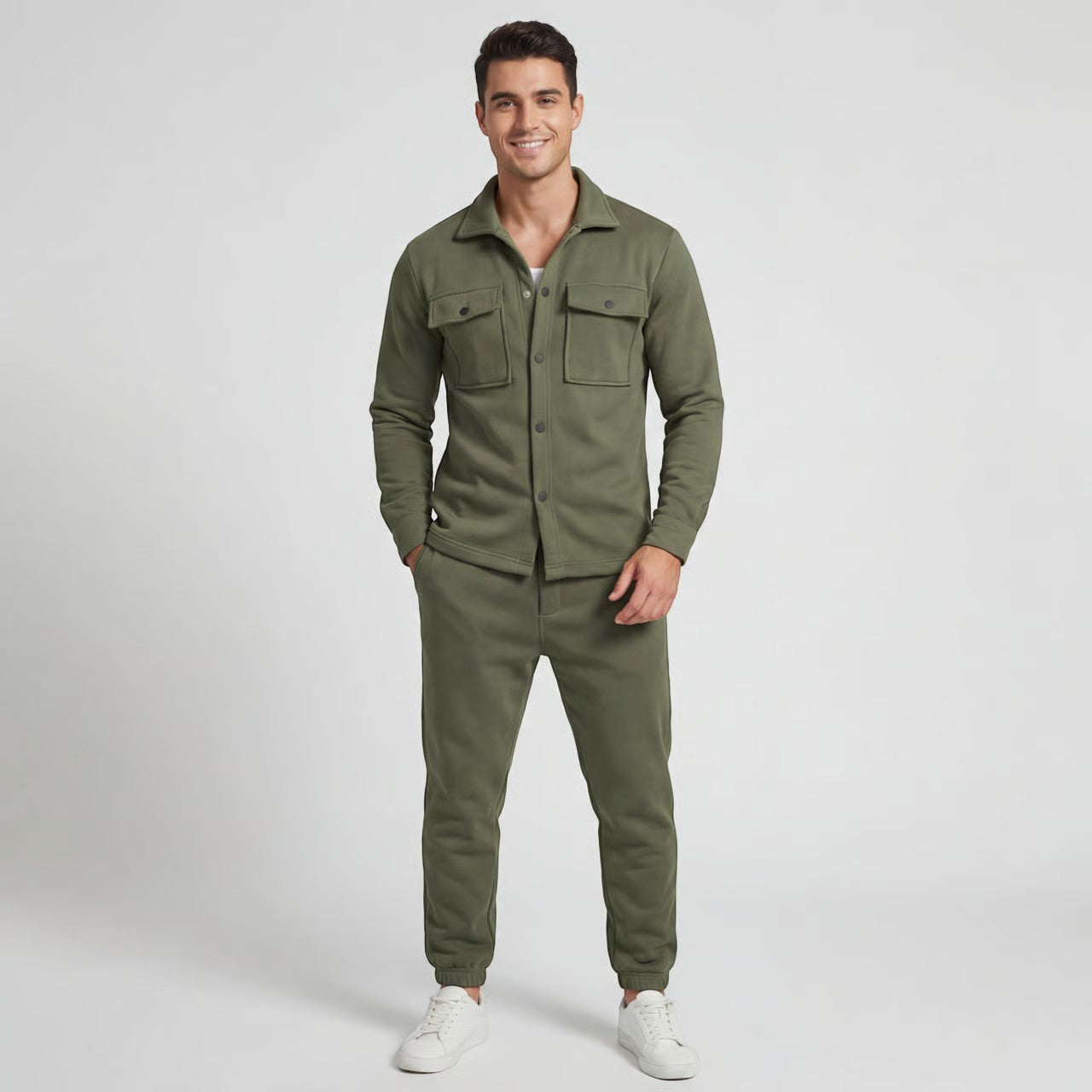 Ensemble Casual Deux Pièces en Coton pour Homme