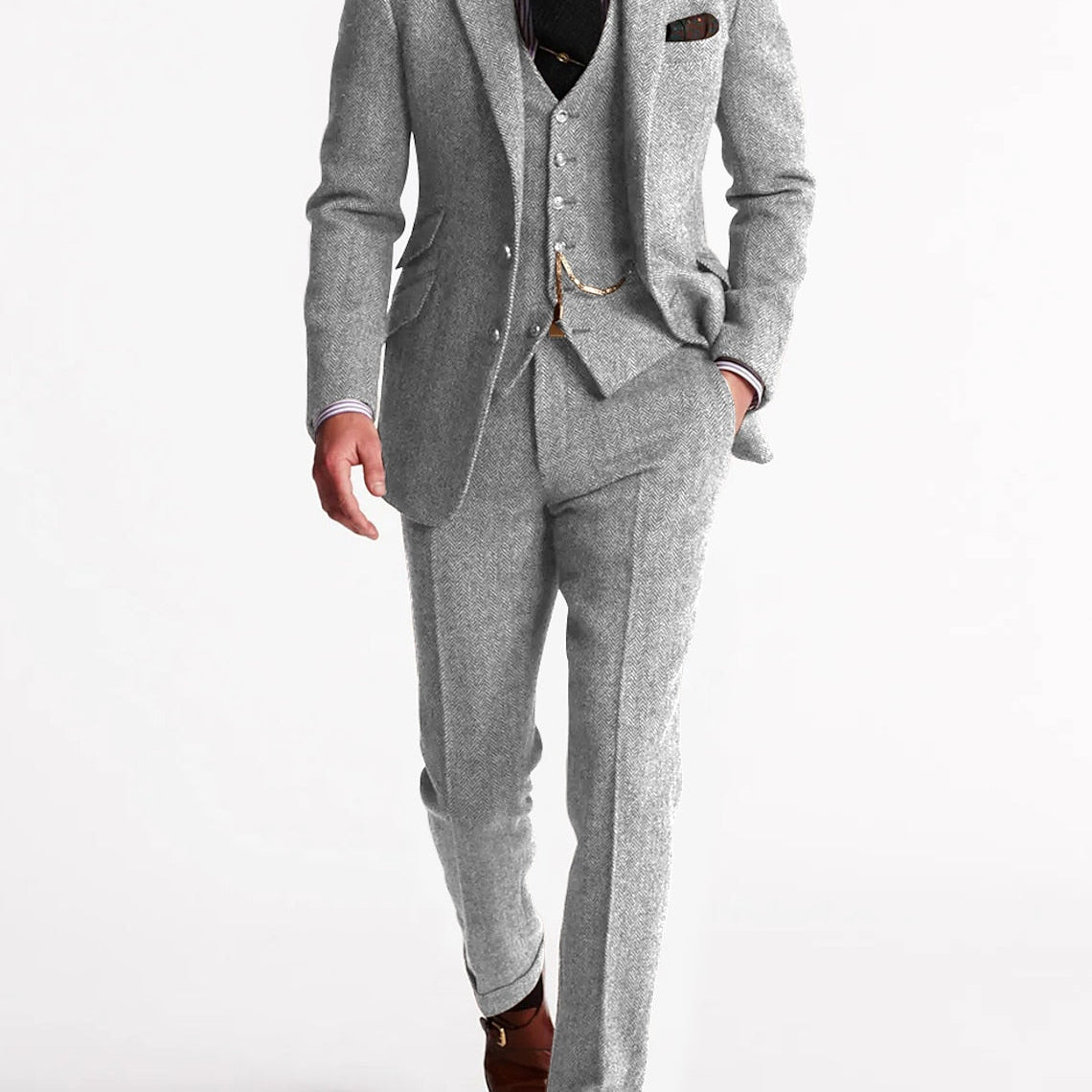 Pantalon de Costume Texturé Coupe Fuselée