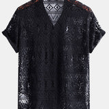 Chemise Ajourée à Manches Courtes