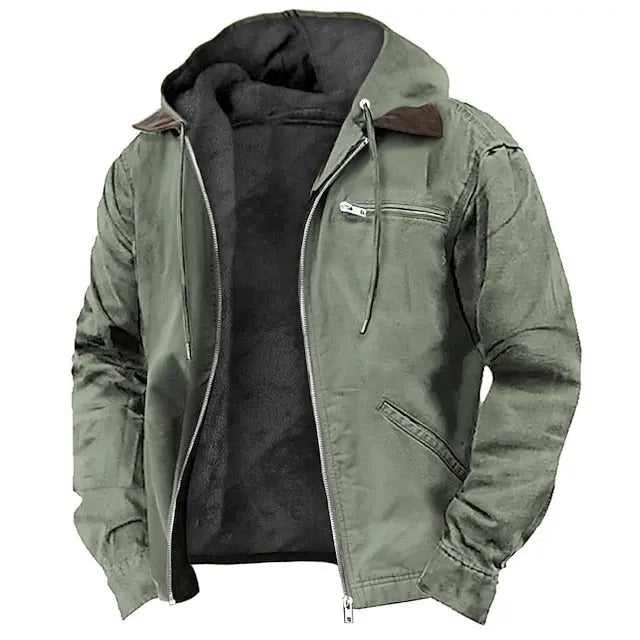 Blouson d'hiver homme à capuche ajustable et doublure