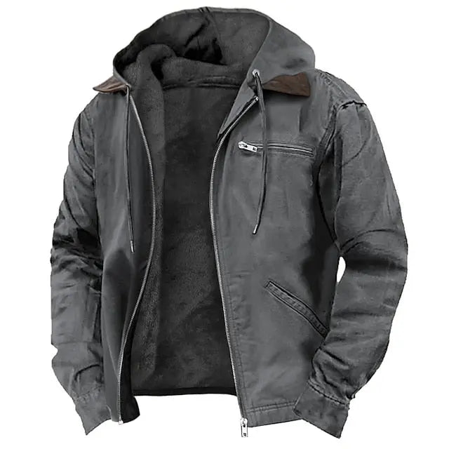 Blouson d'hiver homme à capuche ajustable et doublure