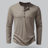 T-Shirt Homme Col Tunisien à Manches Longues