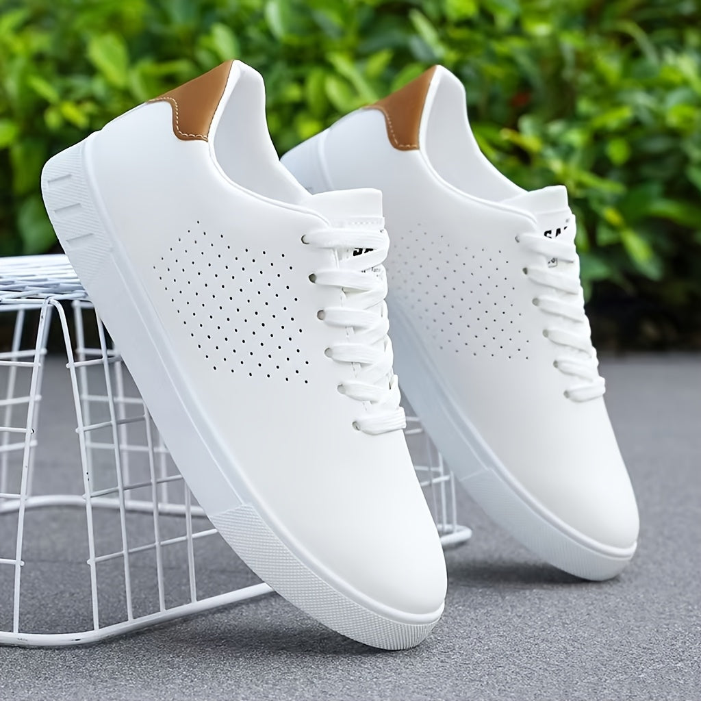 Baskets homme perforées en simili cuir mat