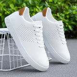 Baskets homme perforées en simili cuir mat