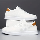 Baskets homme perforées en simili cuir mat