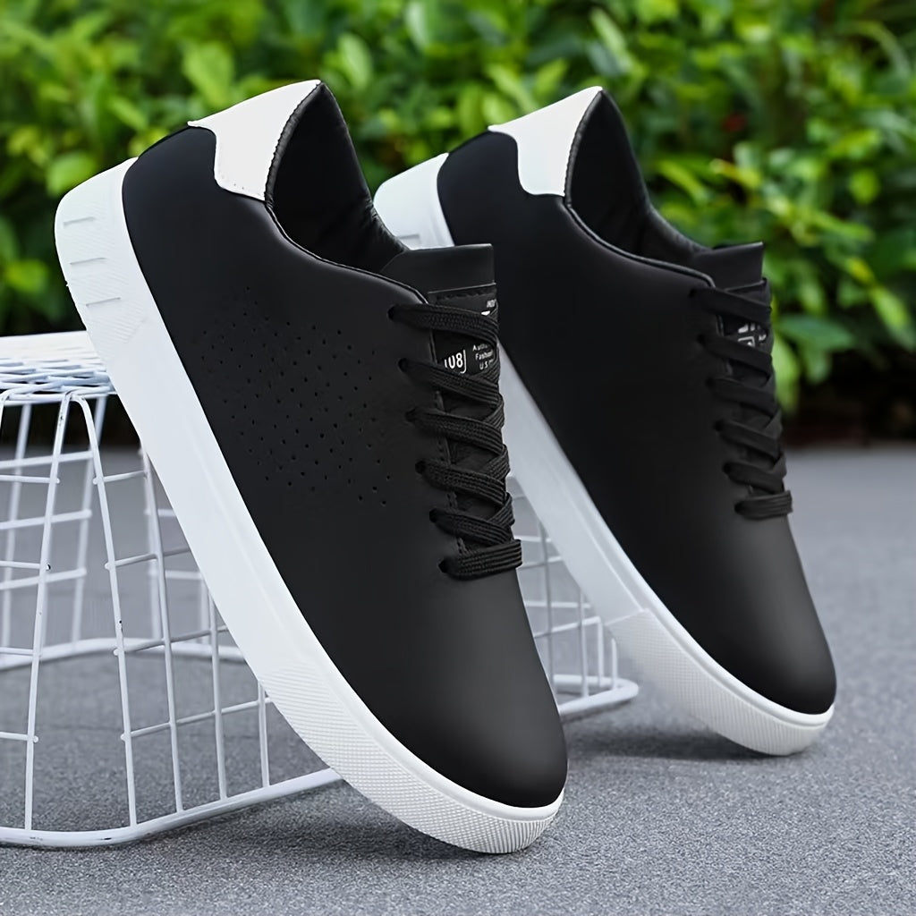 Baskets homme perforées en simili cuir mat