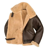 Blouson aviateur homme en cuir PU doublé sherpa