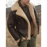 Blouson aviateur homme en cuir PU doublé sherpa