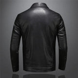 Blouson en cuir noir homme col classique zippé