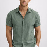 Chemise Homme en Lin Mélangé à Manches Courtes