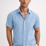 Chemise Homme en Lin Mélangé à Manches Courtes